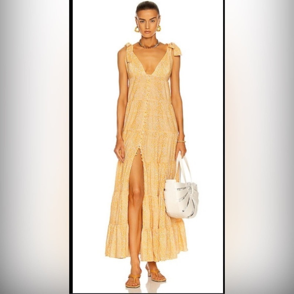 ADRIANA DEGREAS Tortoise Long Dress With Straps Yellow M